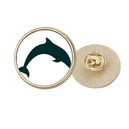Broche dauphin Blue Ocean ronde en métal doré de qualité supérieure M