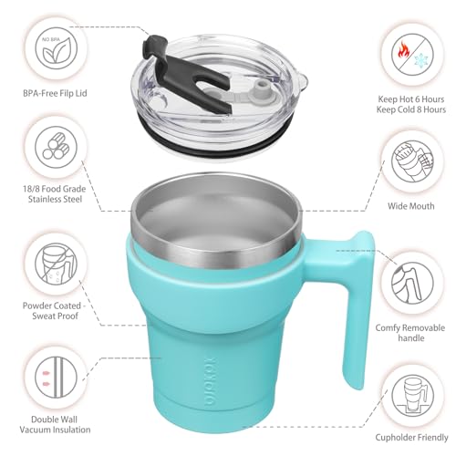 Image of BJPKPK 10 oz Mini Tumbler with Lid, Straw & Handle, Insulated Steel Cup