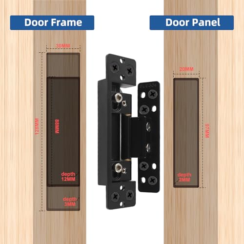 TamBee Hidden Door Hinges 5 inch, 304 Stainless Steel, Heavy Duty Invisible Hinges, Silent 110° Opening, 88 Lb Load Capacity, Ultra-Thin 3D Adjustable Concealed Hinges for Secret Doors (2pcs) - Thumbnail 5