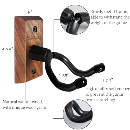 Onmiwod HL-UKM/HTM/1 Ukulele Wall Mount Hanger, Black Walnut Wood U-Shaped Ukulele Holder Hanger thumb #4