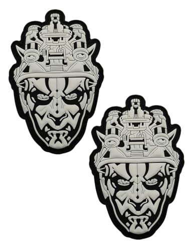 AliPlus 2PCS Japanese Hannya Mask Patches Luminous Patch Hook and Loop