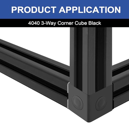 Image of 12pcs 4040 3-Way Corner Cube 4040 Extrusion Hardware T-Slot V-Slot Accessories with Screws and Nuts for 4040 Aluminum Extrusion Connector 3D Printer Accessories Black