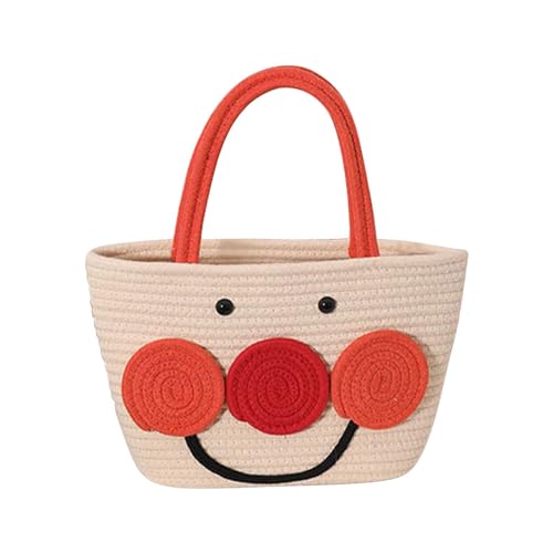 Grand sac à main coton tissé femme grand format pour plage voyage et shopping avec figurine