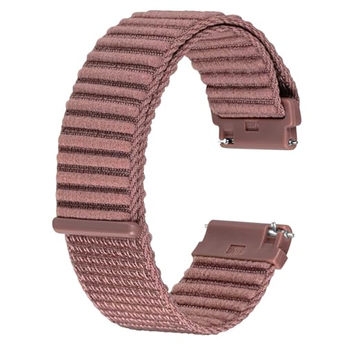 BISONSTRAP Correas de Nailon para Reloj para Hombre y Mujer, Correas de Nylon de Gancho y Bucle, Liberación Rápida, Correa de Repuesto Ajustable 20mm, Rosa Empolvado