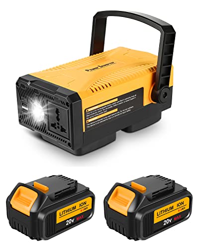 Power Inverter Compatible with Dewalt 20V Battery Turn to 110V/150W Power Station with 6.0Ah Ultra-high Capacity (Include 2Pack Battery)