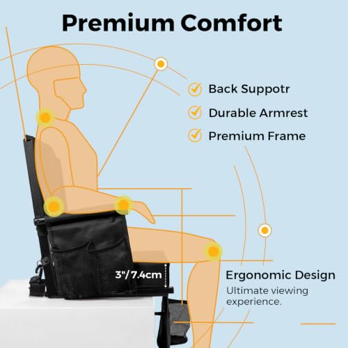 Image of Extra Wide Bleacher Seat w / Back & Cushion, Stadium Seat w / Support - Black