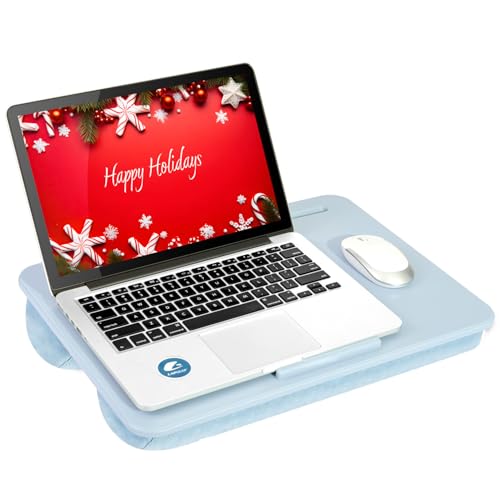 LAPGEAR Original Lap Desk – Large (17.9” x 13”) | Fits Up to 17.3” Laptops | Cushioned with Device Ledge, Pencil Tray & Handle | Portable & Lightweight | Sky Blue – Style No. 45153