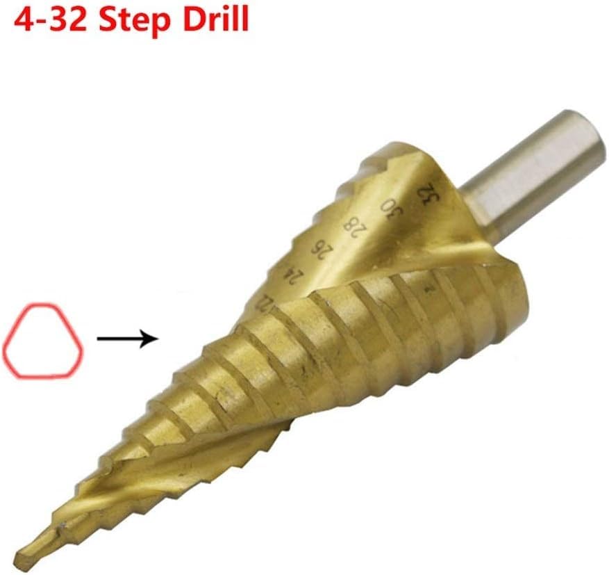 Wiertło stopniowe, wiertło stożkowe stopniowe HSS, wiertła stopniowe z tytanu spiralnego Hss 4-12/4-20/4-32 mm Narzędzia do cięcia stożkowego stopniowego Wiertła do metalu ze stali do obróbki drewna (