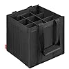 Enbagold Flaschentasche 9 Fächer je 1,5 Liter, Faltbar Flaschenträger, Nylon Männerhandtasche mit Trennwänden, Flaschen Einkaufstasche für Wasserflaschen, Weinflasche, Bier und Sekt - Schwarz