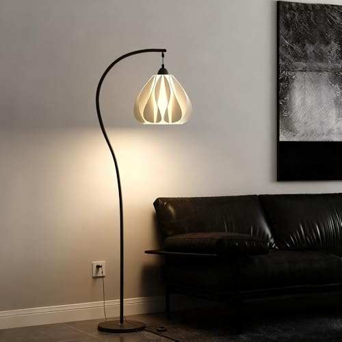 Lampadaire de lecture moderne noir pliable avec son ampoule E27 dimmable pour le salon