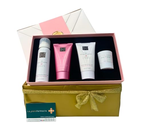 Cofre Regalo Mujer Belleza, Set de 4 Productos Sakura Mediano, Kit Belleza Mujer, leche de Arroz y Flor de Cerezo, Cuidado de la Piel Propiedades Nutritivas y Equilibrantes