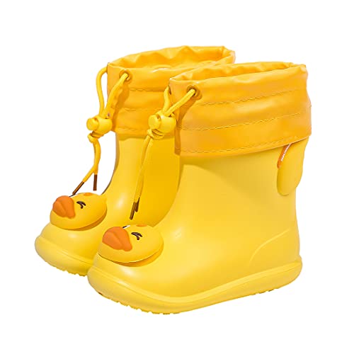 Botas de Agua Niña Niños Impermeable Antideslizante Botas de Lluvia con Forro Cálido Extraíble Amarillo 170 26/27 EU Cover