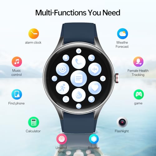 Image of Woneligo Smart Watch,1.57inch AMOLED Touchscreen Fitness Watch for iPhone & Android,Heart Rate /Sp02 /Sleep Monitor,110+ Sport Modes IP68 Waterproof Bluetooth Calls(Blue, 1.57)