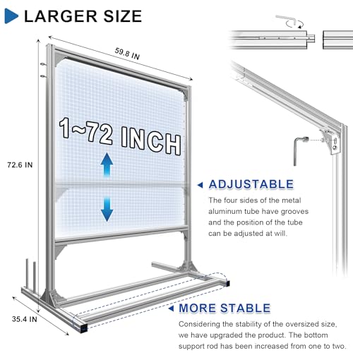 Image of Kerty 70 Inches Extra Large Rug Tufting Frame, Aluminum Metal Tufting Frame Kit for Rug Making, A Safer Tufting Cloth Stand for Tufting Beginners and Lovers