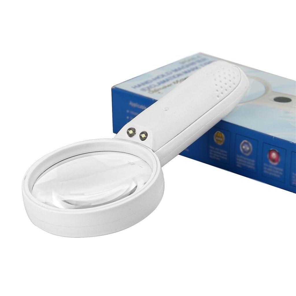 Lente d'Ingrandimento con Luce LED Lente di ingrandimento in Vetro con Montatura in plastica Portatile Lente di ingrandimento da Lettura 160 * 73 * 25mm
