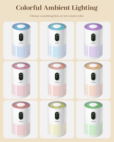 Image of Air Purifiers for Home Large Room 1650 Ft with Washable Filters, H13 HEPA | WESTHEY Air Cleaner,Auto Mode,Fragrance Diffuser,Flowing Ambient Light,PM2.5 Display,Wildfire Smoke Dust Pollen Pet Hair Odor