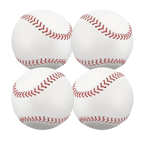 Xsybegdlk 4 Pack BaseBall Standard 9 Inch Hard Rubber Leather baseball ball for Practice & Games Rounders Ball Training Base ball for Outdoor Sports for Youth And Adult