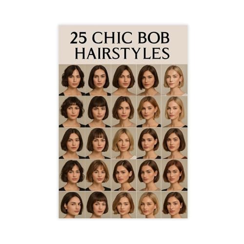 AUHUE 25 CHIC BOB HAIRSTYLES Canvas Poster Living Room Printing