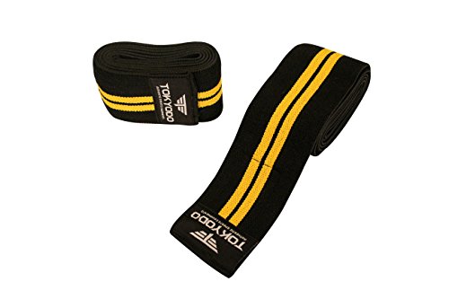 Tokyodo Knee Wraps with Compression & Elastic Support, Adjustable, 72 Long (Yellow)