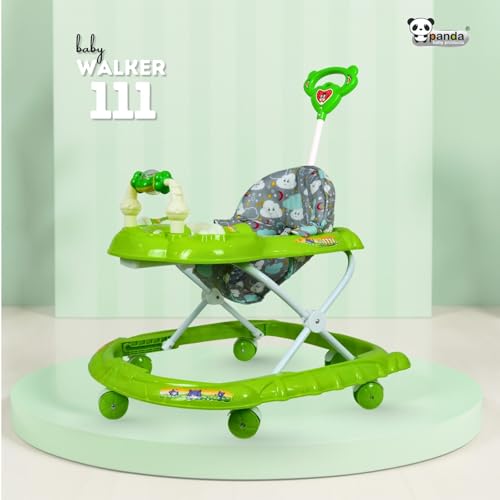 Image of Panda Baby Products Walker with Push Handle, Musical Toys & Adjustable Height - Safe & Comfortable Learning Walker for Babies (6-18 Months) (Green, 111 Baby Walker)