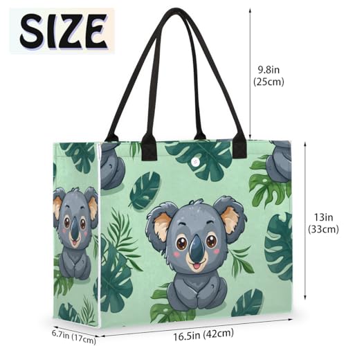 Koala Tropical Plants Tote Bag for Women Large Beach Bag Reusable Tote Bags for Work Travel Beach Shopping2