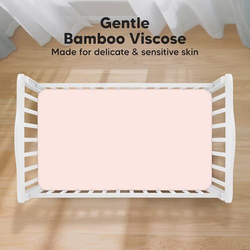 Image of KeaBabies 2-Pack Baby Crib Sheets for Boys, Girls, 52x28 Fitted (Mist Rose) | Viscose Derived from Bamboo, Toddler Bed Sheets Neutral, Fitted Crib Mattress Sheet for Standard Baby Bedding, Soft, Cozy