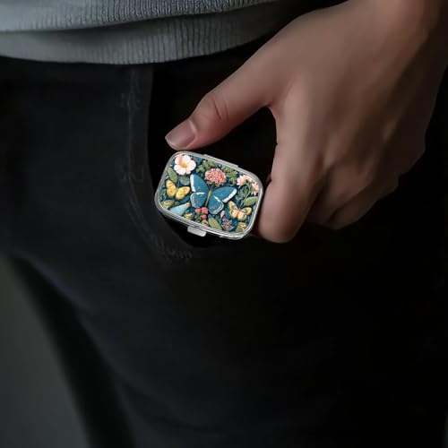 Image of Pill Box-2 Compartment Small Pill Case Portable for Pocket & Purse Single Pill Carrier Pill Container to Hold Vitamins Medication Fish Oil and Supplements BPA-Free