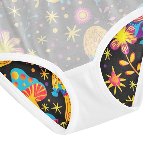 Toddler Briefs, Cute Mushroom Black Cotton Underwear Girls, 2–8 Years4