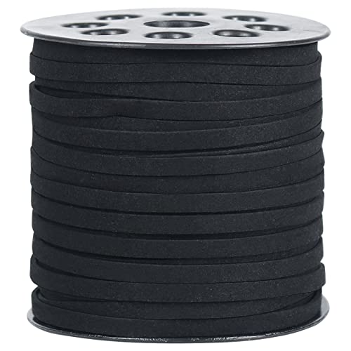 Cordón de gamuza de 5 mm plano, tira de piel sintética negra para hacer collares 2