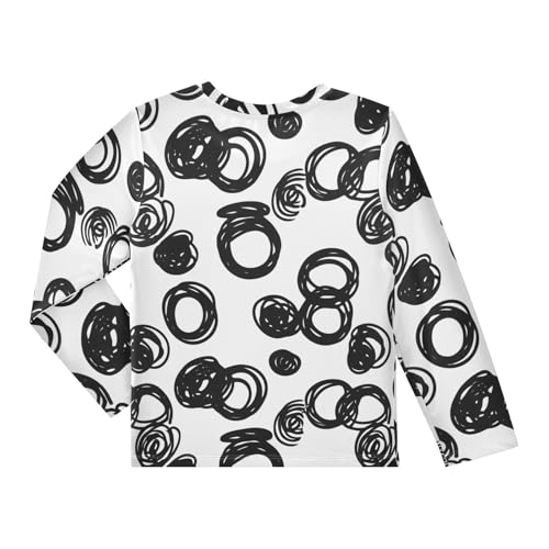 Scribble Circle White Boy's Rash Guard Swim Shirt Long Sleeve Sun Shirt for Toddler Kid UPF50+2
