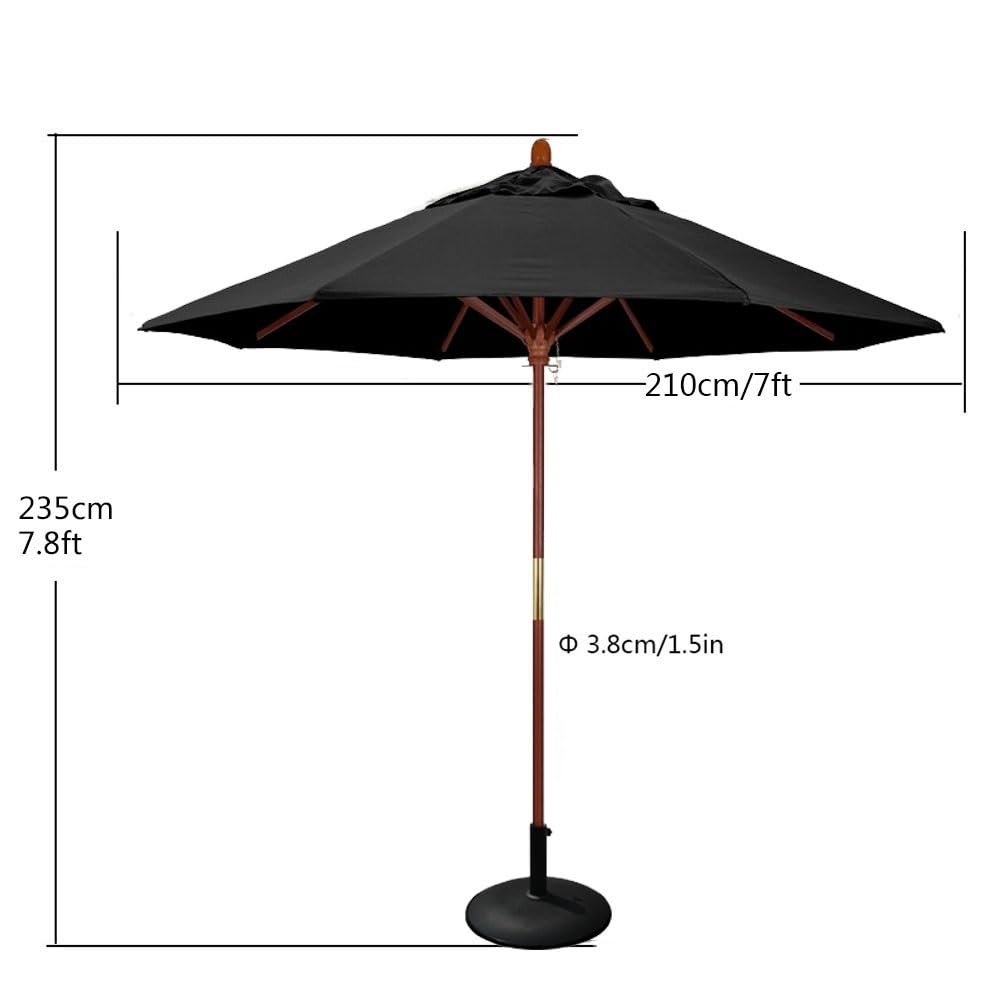 HGIYA Patio Wooden Umbrella,Market Table Parasol Umbrella with Rope Pulley Lift,8 Ribs,Adjustable Heights,Outdoor Umbrella for Garden Pool Backyard : Patio, Lawn & Garden