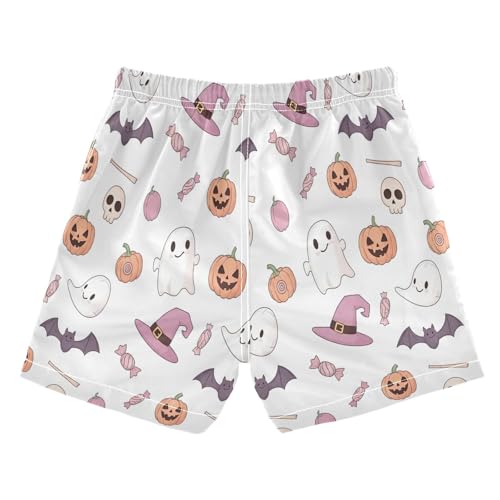 Kids Swim Trunks for Boys, Toddler Boy Swim 2t, Cute Pastel Pink Halloween Ghosts2