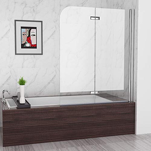 MIQU DAY12 - Mampara de ducha plegable (120 x 140 cm, 2 piezas, 180°, cristal nano de 6 mm)