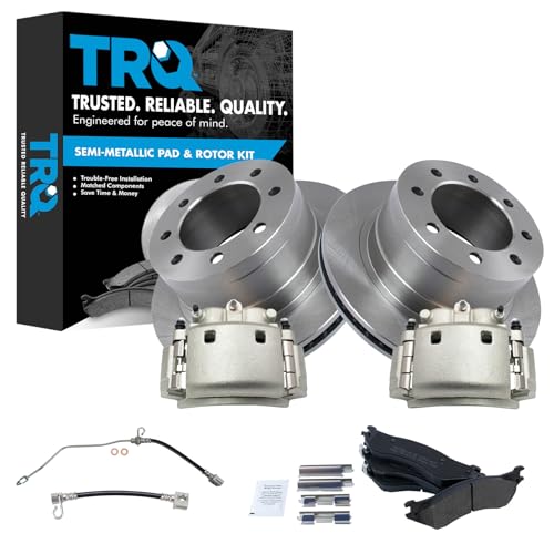 Image of TRQ Rear Brake Pad & Rotor Kit Semi-Metallic Compatible with 2006-2008 Dodge Ram 1500
