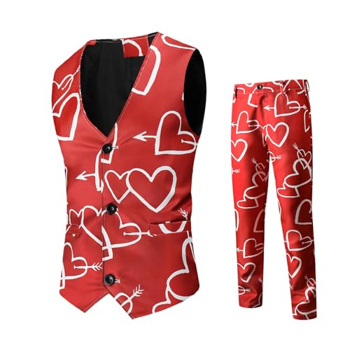 Valentin Day Tuxedo Suits for Men Heart Print One Button Blazer Jacket+Long Pants+Vest 3 Pcs Holiday Suit Set3