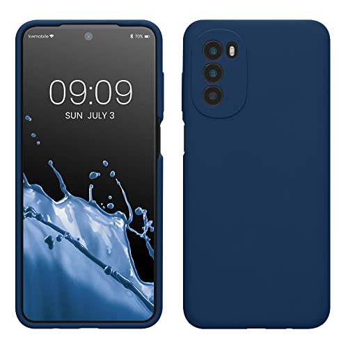 kwmobile Carcasa Compatible con Motorola Moto G52 / Moto G82 5G Funda - Case TPU y Silicona antigolpes - Apto Carga inalámbrica - Azul Marino