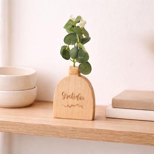 Image of CraftVatika Set of 1 Wooden Decoratve Showpiece for Home Decor Living Room Artificial Faux Flower Holder Wall Shelf Corner Tabletop Birthday Housewarming for Man Woman Aesthetic Dcor