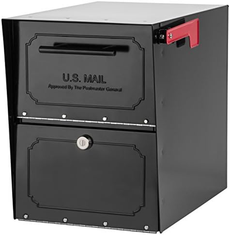Architectural Mailboxes 6200B-10 Oasis Classic Locking Post Mount Parcel Mailbox with High Security Reinforced Lock,Black,18.00 x 15.00 x 11.50 inches