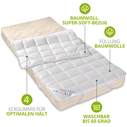 PROCAVE Zacht onderbed van 100% katoen, ademende matrasbeschermer, hoogwaardige matrastopper 90x200 cm - Image 3