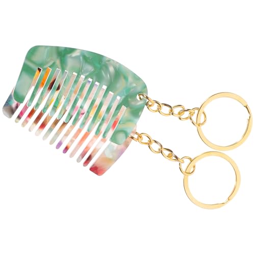 Uonlytech Llavero Peine Portátil de Acetato 2 Unidades (5.3x3.1 Cm) Dientes Anchos para Desenredar, Mini Peine de Viaje Compacto para Todo Tipo de Cabello