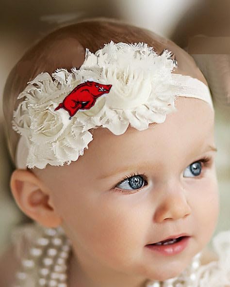 Image of Future Tailgater Arkansas Razorback Baby Shabby Flower Headband (12-24 months/ 15")