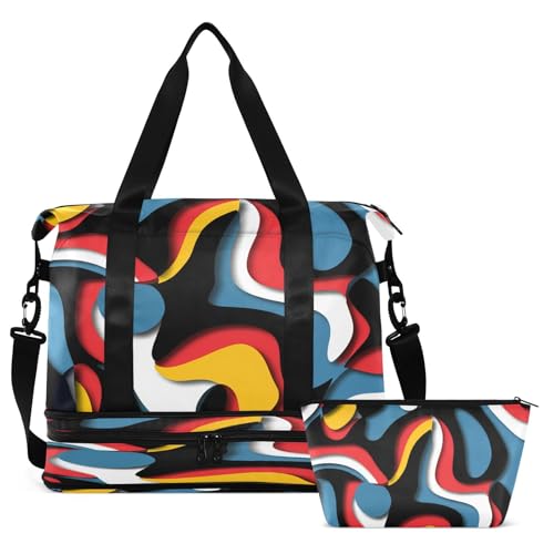 STAYTOP Colorful Colors Gym Bag for Women & Men,Waterproof Sports Travel Duffel Bag, Weekender Overnight Bag with Wet Pocket for Travel, Gym, Yoga,Swimming2