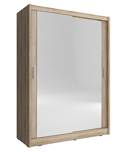 mb-moebel Armoire, Penderie avec 2 Portes coulissantes (L x H x P): 130x200x62 Borneo A2 (Sonoma, 130 cm) Cover