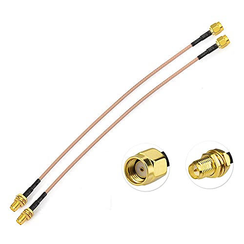 Eightwood Câble Extension Antenne WiFi RP-SMA mâle vers femelle Pigtail Câble 8 pouces RG316 20cm 2pcs pour Wifi Routeur Expéditeur WiFi TP-Link Dlink...
