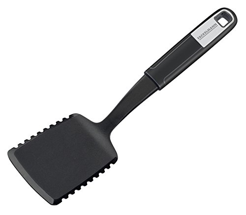 Fackelmann Lasagneheber 28 cm SENSE, Pizzaheber mit Funktionsteil aus Kunststoff, rutschfester Soft-Touch-Griff, Blechkuchenheber zum Schneiden und Heben (Farbe: Silber/Schwarz), Menge: 1 Stück