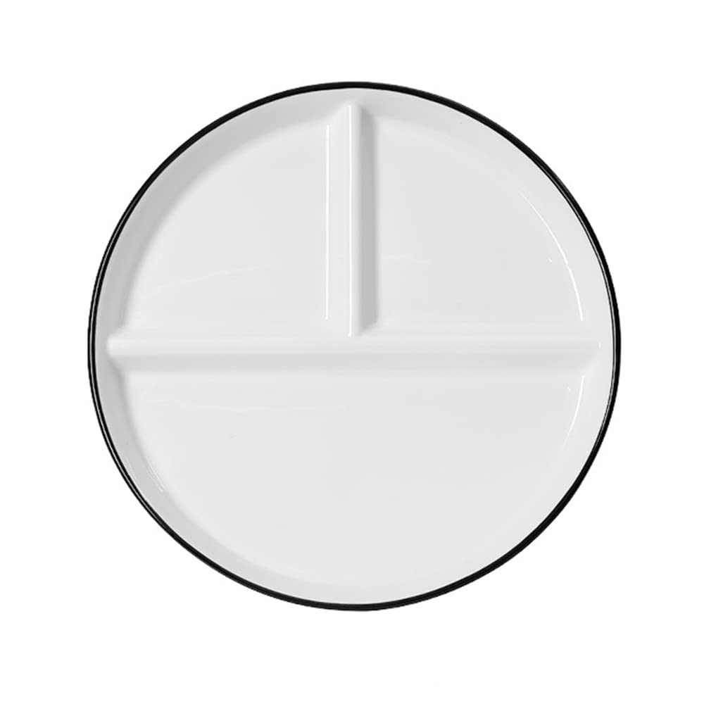 DouYuan Divided Porcelain Sectional Plate, Portion Control for Adults Ceramic, Compartment Dinner Plate Perfect for Balanced Diet