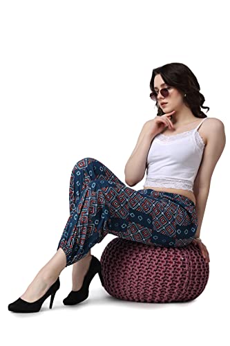 Image of POPWINGS Casual Bagru Printed Cotton Joggers for Women || Stylish Western Women Joggers for Summer || Pull-On Women Cotton Joggers Pants || Women Joggers for Summer