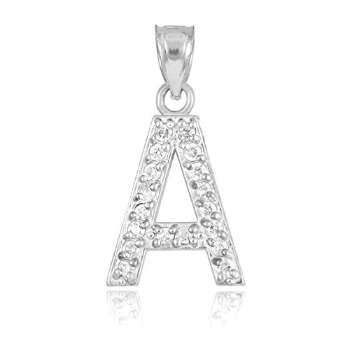Claddagh Gold .925 Sterling Silver Initial Letter Pendant Necklace with Cubic Zirconia - Choice of Sizes
