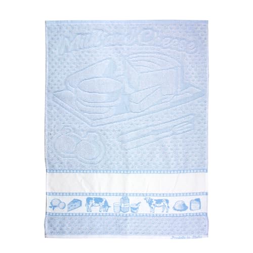 MAGIE DI CASA Torchon Milk Cheese 50 x 70 cm avec étamine à broder – 100 % coton – Fabriqué en Italie
