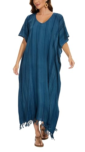 Beautybatik Women Stripe Caftan Kaftan Loungewear Maxi Plus Size Long Dress XL to 4X